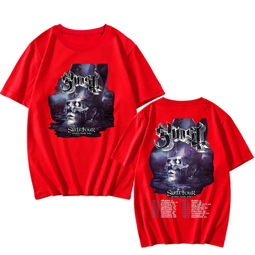 Ghost Skeletour Мировой Тур 2026 Североамериканские Футболки Хлопок Короткий Рукав Повседневная Мужская Футболка Унисекс Уличная Одежда Футболки Рок-Группы XXL 1880₽