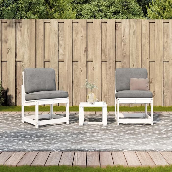 VidaXL Garden Lounge Set 3 Pcs, Patio Sofas, Furniture Set, Outdoor Backyard Terrace Furniture, White Wood 832621
