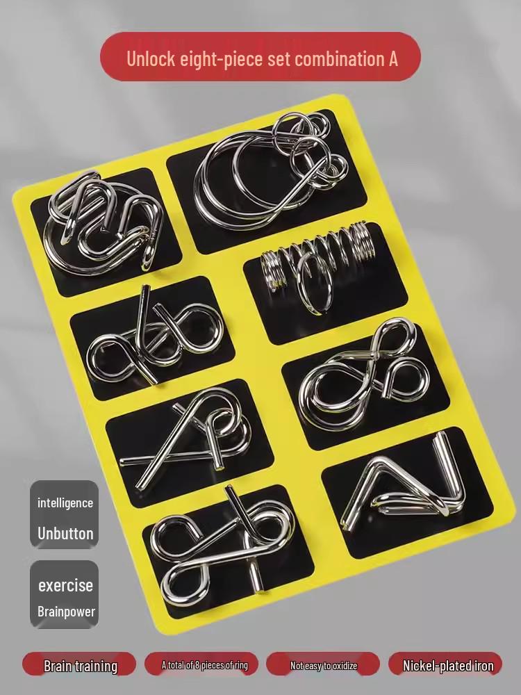 

Подарок на День защиты детей: Набор головоломок из девяти звеньев для детей 6-12 лет - Обучающая и снимающая стресс игрушка