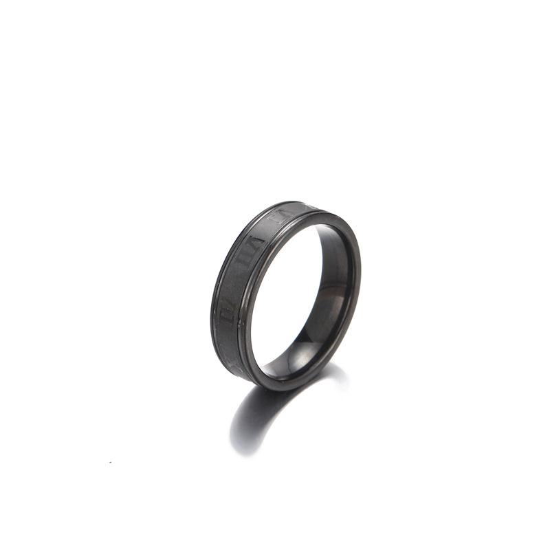 Hip-Hop Punk Titanium Steel Ring Men, Stainless Steel Roman Numerals Ring, Versatile Couple Ring