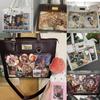 [bealight] Ita Bag Tote Bag, A4 Size, Stylish Ita Bag, Shoulder Bag, Transparent Tote Bag, Zippered, Large, Leather, Black, Perfect for Fan