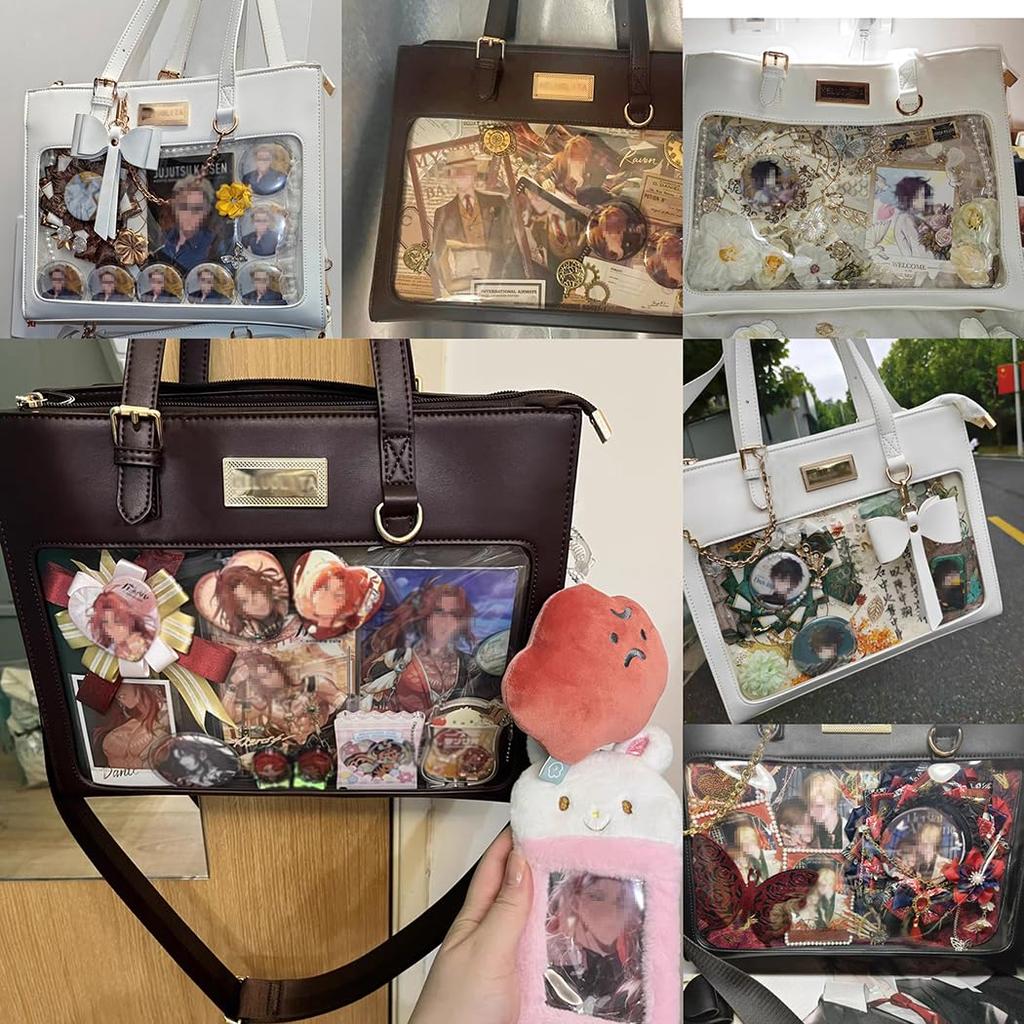 [bealight] Ita Bag Tote Bag, A4 Size, Stylish Ita Bag, Shoulder Bag, Transparent Tote Bag, Zippered, Large, Leather, Black, Perfect for Fan