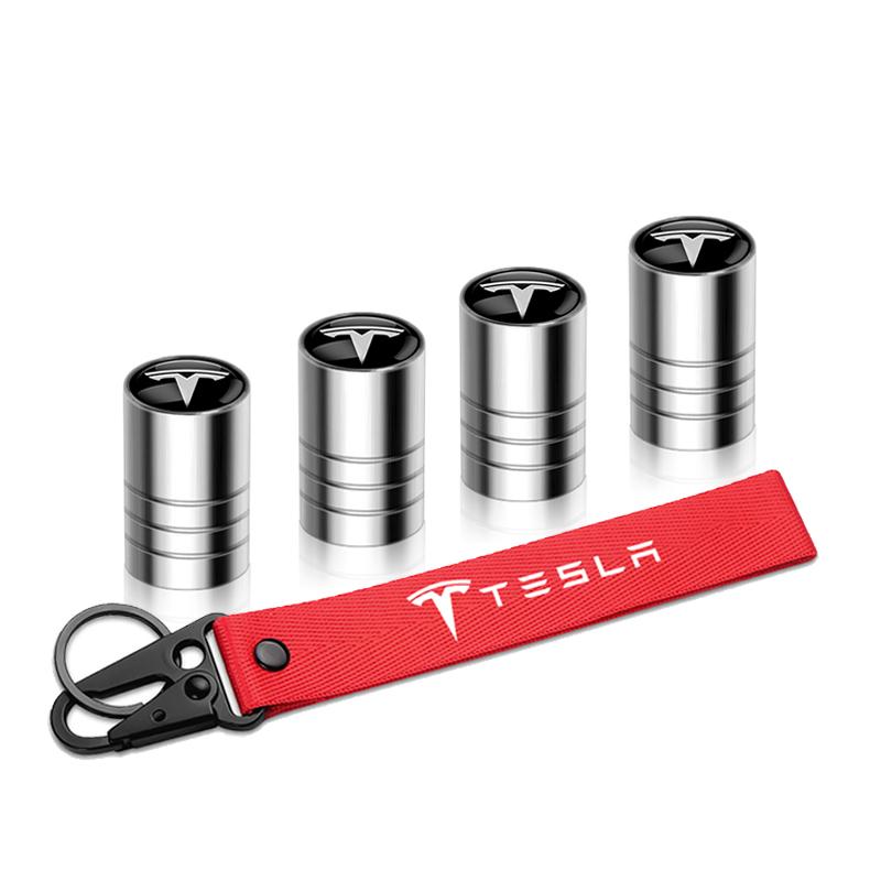 TKVLN1 Car Tire Wheel Valve Caps Cover Car Key Chain Ring Keychain For Tesla Model 3 Model S X Model Y Coil Roadster SpaceX Cybertruck