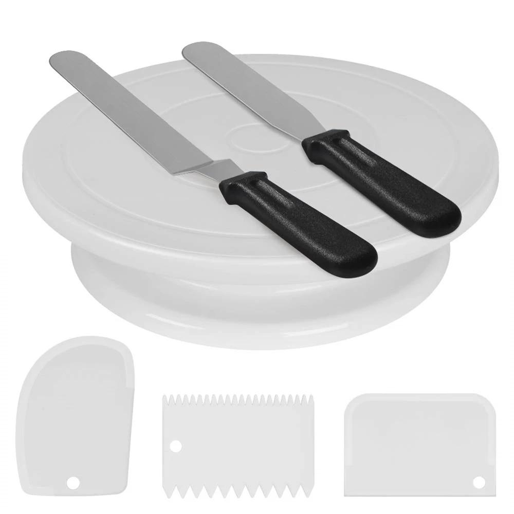 11Inch Cake Turntable Set Icing Smoother Cake Leveler DIY Cake Stand Cream Spatula Decorating Tools Rotary Table Pastry Supplies