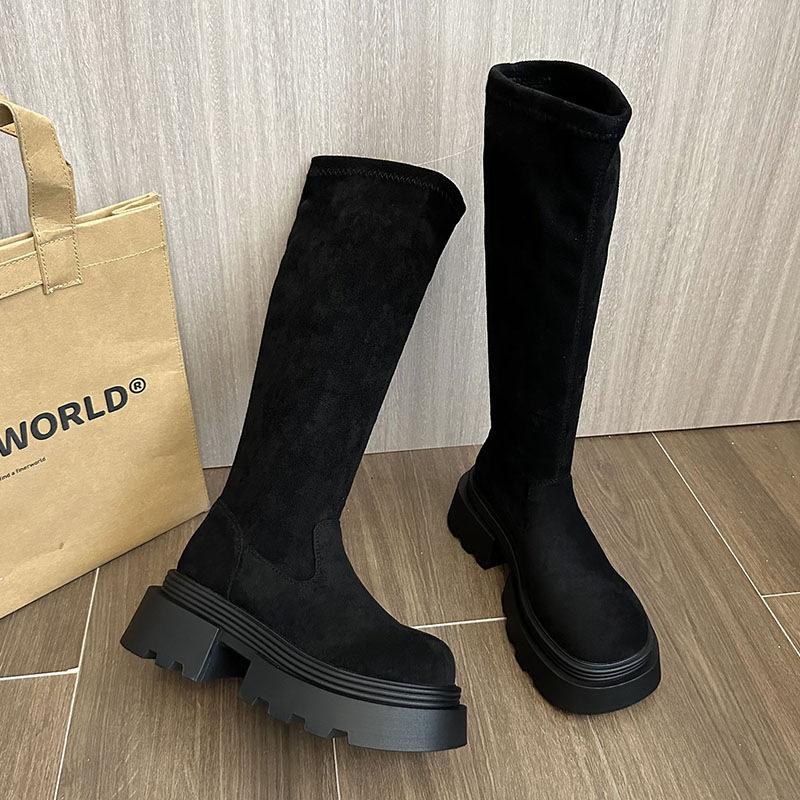 Maillard Retro Small Thick-soled High Boots French Women's Boots Thin Boots Autumn and Winter New Fashion Boots Suede