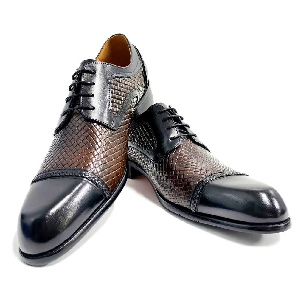 Fashion Handmade Derby Leather Shoe For Men Cowhide Business Oxfords Fashion Formal Wedding Party Lace-up Pointed Dress Comfortable Shoe