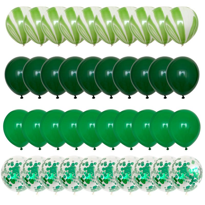 40pcs Green Balloons Set Metallic Confetti Balloon Jungle Safari Animal Birthday Party Decorations Kids Boy Baby Shower