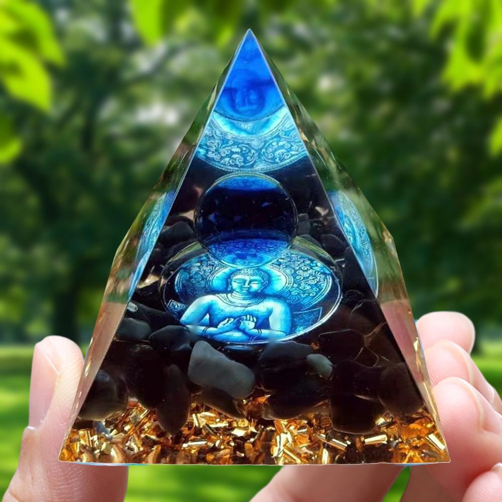 Natural Pyramid Crystals Handmade Stone Orgonite Pyramid Amethyst Crystal Sphere Natural Stone Energy Generator Meditation Tool