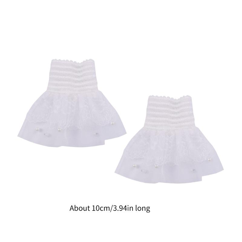 Damen Manschetten Abnehmbare Spitze Rüschen Winter Herbst Hemden Pullover Sweatshirt Falsche Ärmel Weiß