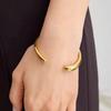 Yori Wasserdicht 316L Edelstahl Metall Geometrisch Offener Manschettenarmreif Armreif Statement Goldfarbe Textur Vintage Schmuck