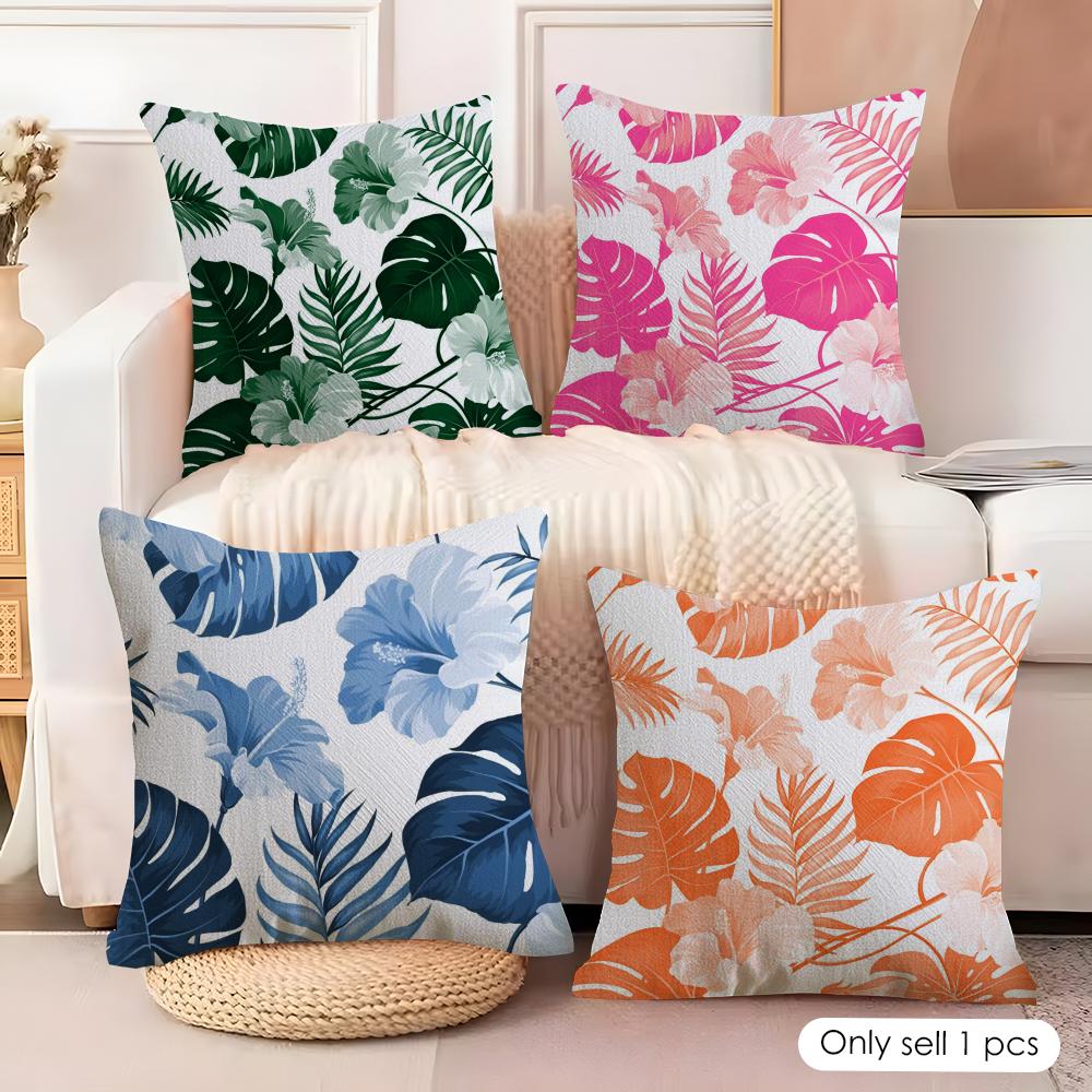 Boho Monstera Pattern Cushion Cover Soft Plush Fabric DoubleSided Printed Cushion Covers for All Seasons Modern HomeDecor Gift
