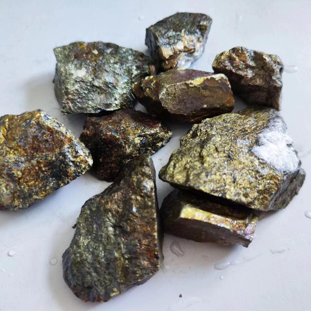 Natural Home Decoration Chalcopyrite Stone Copper Ore a Trace of Gold and Silver Mineral Specimens Teaching Experiment Ore Crystal
