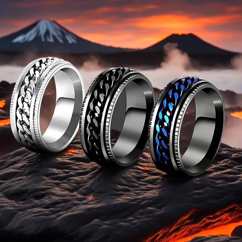 Trendy Rotatable Titanium Steel Chain Ring - Fashion Hip-Hop Couple Jewelry