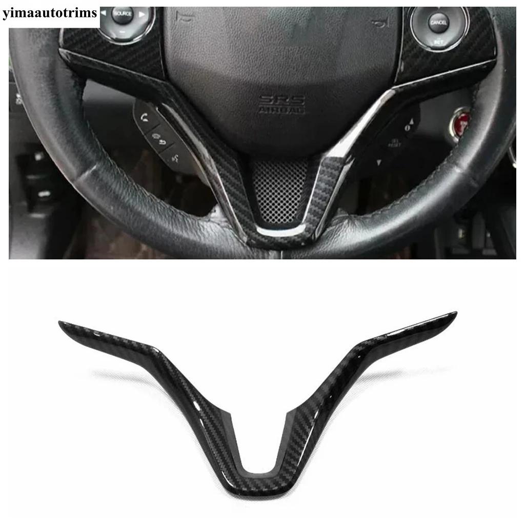 For Honda Vezel HR-V 2014 - 2025 ABS Carbon Fiber Car Steering Wheel Button Frame Decoration Cover Trim Accessories Interior