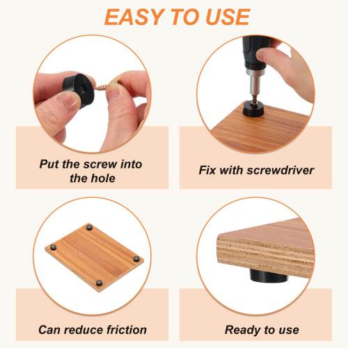 PATIKIL Rubber Furniture Feet Pads, 15x12x8mm, Anti-Vibration, Anti-Slip Bumpers, 3mm Screw-In Round Black Pads, for Electronics, Furniture, Cutting B