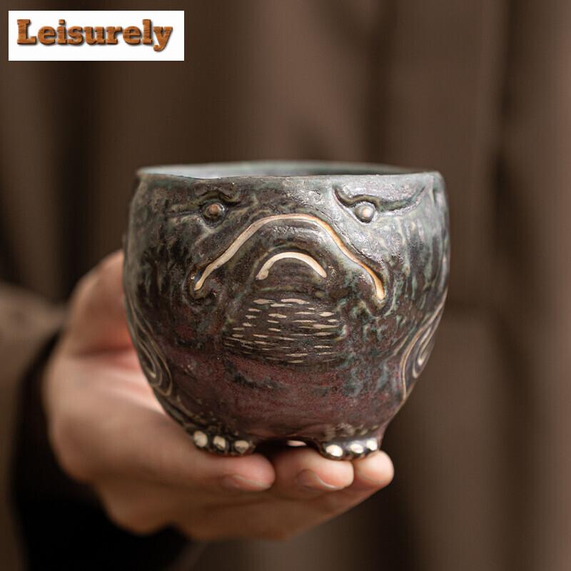 100ml Creative Golden Toad Ceramic Teacup Single Master Cup Customized Personal Mug Coffeeware Kung Fu Teaset Collection Gifts