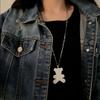 Titanium Steel Letter Bear Long Sweater Necklace