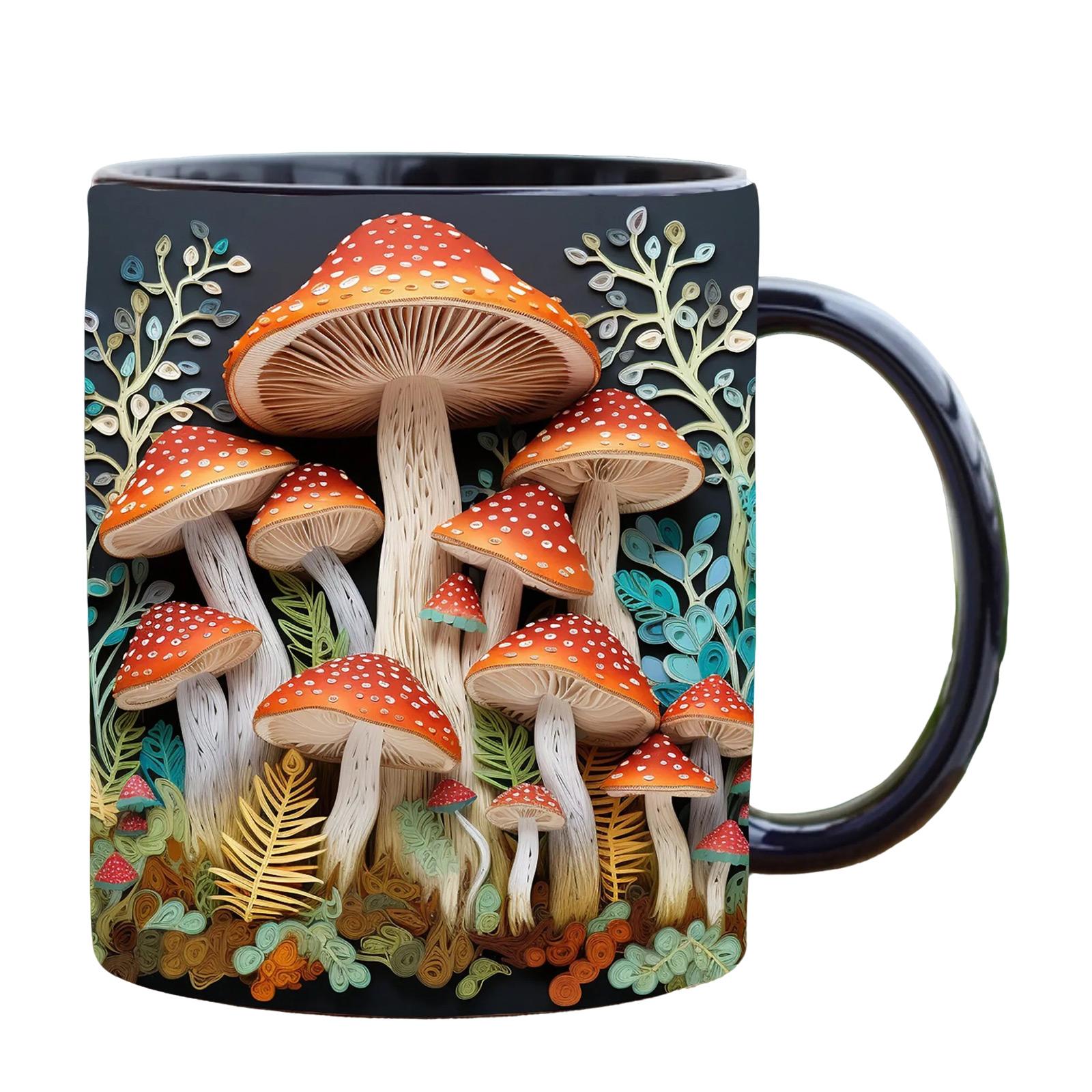 Ceramic Mushroom Mug Creative Starry Printed Coffee Cup Daily Multifunctional Tea Cup Stylish Black Durable Household Gift Mug