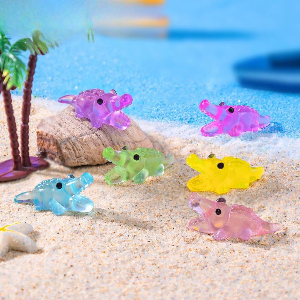 10-100 pz Mini Animali Coccodrillo Luminosi Mini Animali in Resina per Casa delle Bambole Micro Giardino Fatato Paesaggio Acquario Decorazione Compleanno