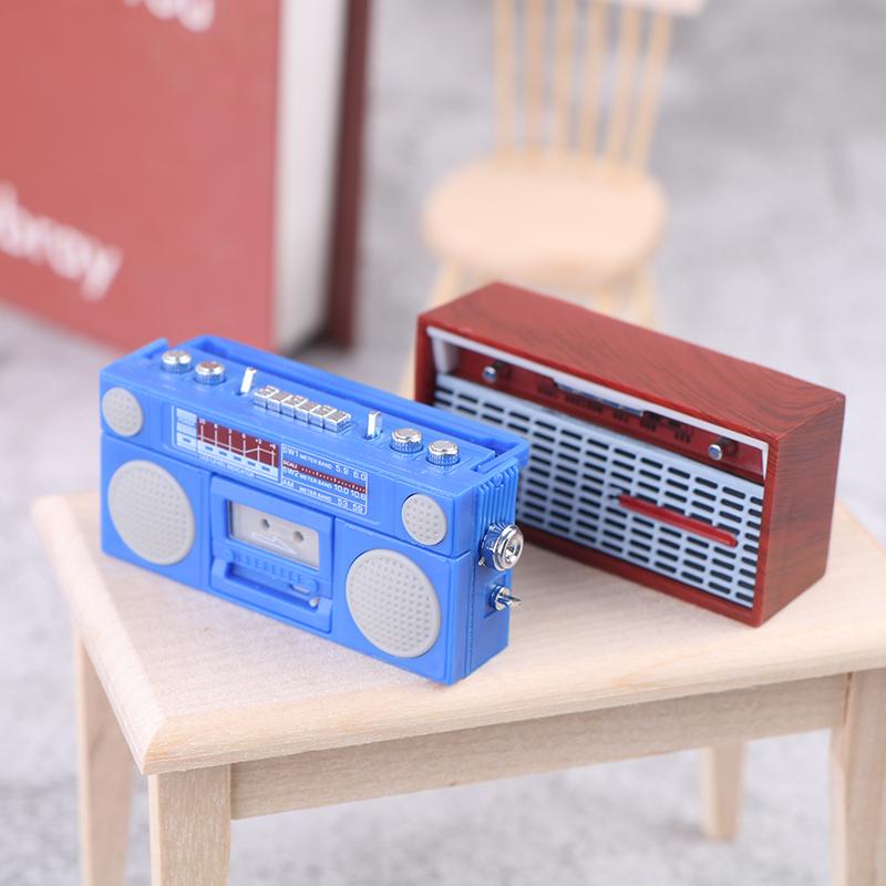 Dukkehus Mini Ornamenter Mini Nostalgisk Radioopptaker Modell Leker Dekorasjoner