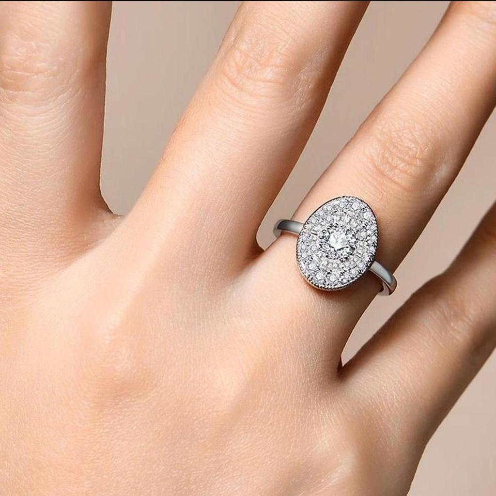 Premium Two-Tone Oval Zircon Copper-Plated Couple Ring (Sizes 5-10)