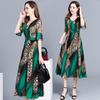 Large Size Women's Dress Summer New Fat MM Temperament Mother Medium and Long Ethnic Style Printed Dress