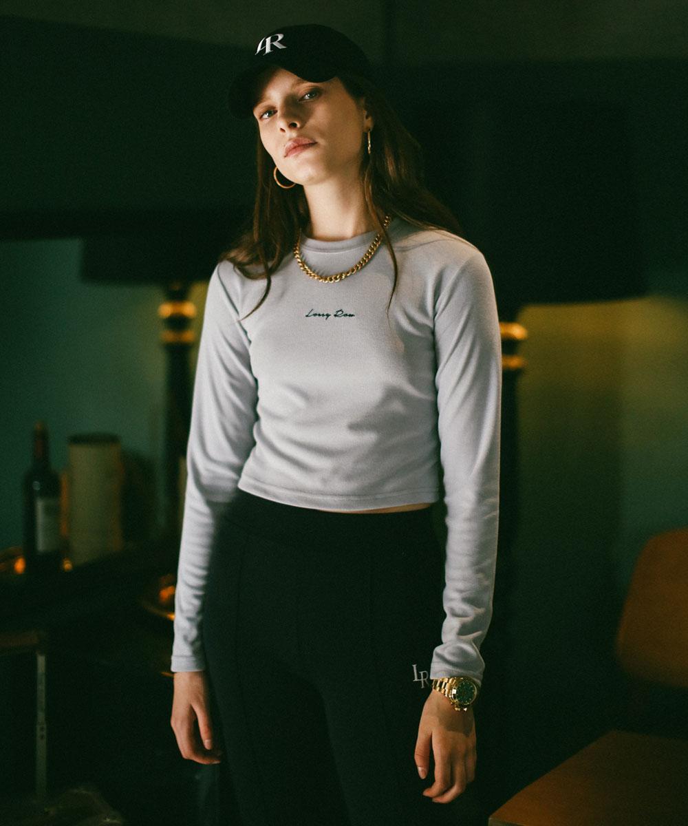Rosiro Lossy Round Crop Tshirt Gray Free