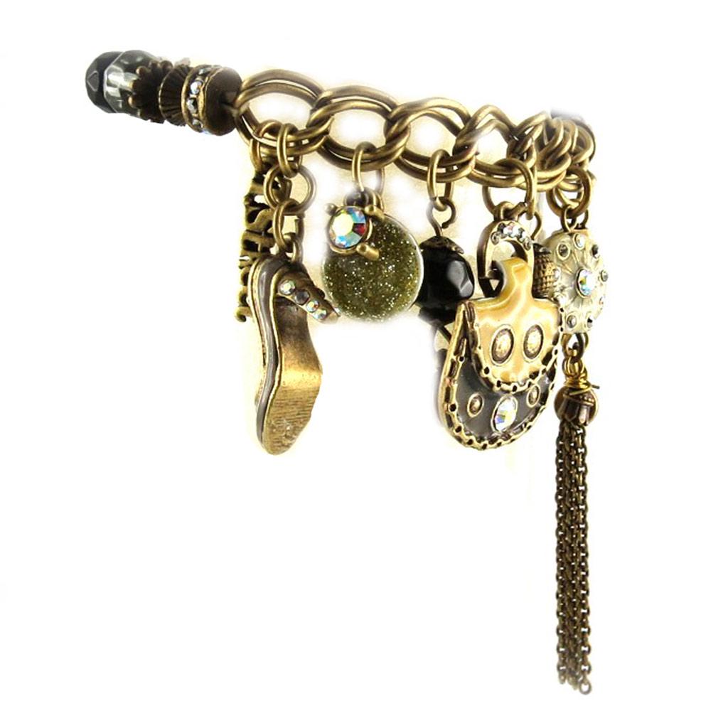 Les Trésors De Lily [E2573] - Bracelet Créateur 'Tour du Monde' Moutarde Gris