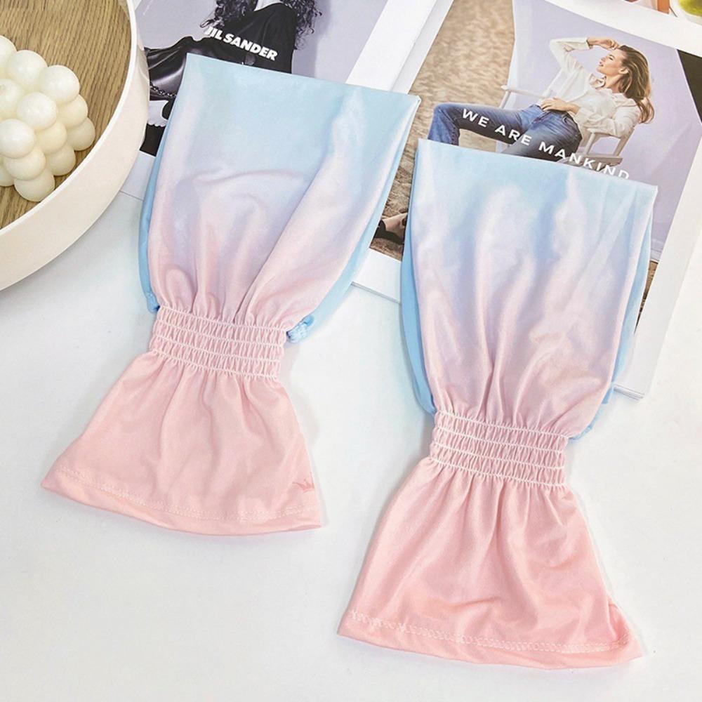 Gradient Long Ice Silk Sleeves Elastic Cycling Gloves Sun Protection Sunscreen Arm Covers  Outdoor