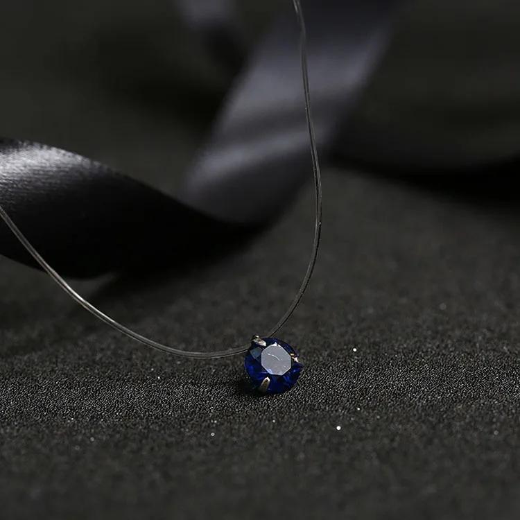 5 Colors Dazzling Zircon Necklace Invisible Transparent Fishing Line Simple Pendant Necklace Jewelry For Women Pearl Jewelry