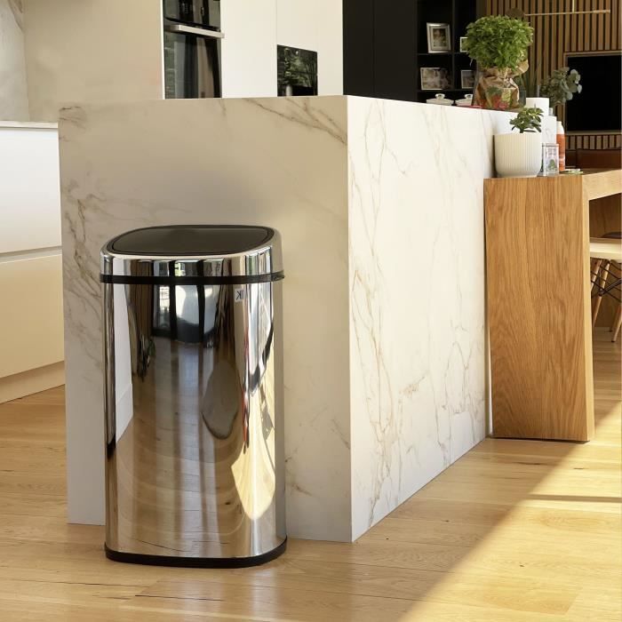 Poubelle de cuisine push - city - kitchen move - 58 l - ouverture simple pression - inox avec cerclage
