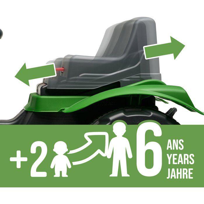 Tracteur à pédales enfant - FALK - Terra Maxx Vert - Capot ouvrant - Remorque amovible - Assise réglable
