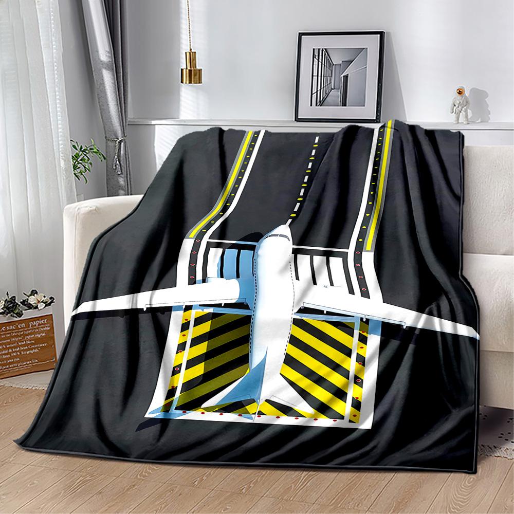 Airport Runway Design Flannel Blanket - Soft and Suitable for Sofas, Beds, Offices, Travel, All Seasons, and The Best Gift for The Holidays.
