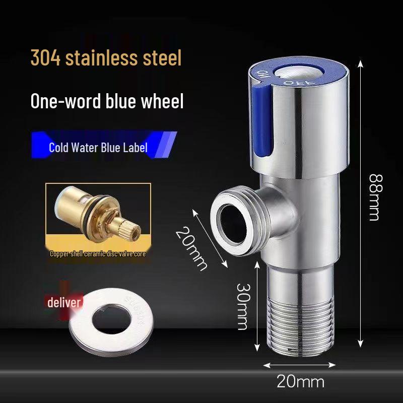 304 Stainless Steel Angle Valve for Toilet: Hot and Cold Water Valve Switch with 4-Point Eight-Character Stop Valve for Water Heater.