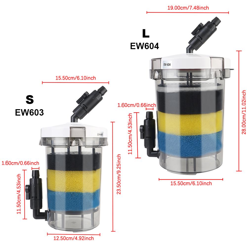 16mm Aquarium Filter Fish Tank Filter 3 Layer Sponge Filter External Pump Flow Valve Water Purifier Oxygen Filtration Device