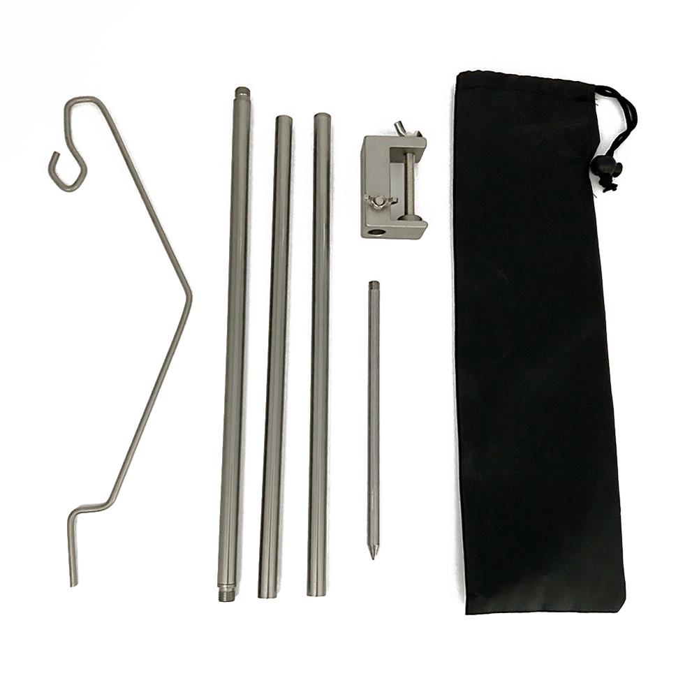 Support de Fixation Pliable pour Lampe de Camping Support Poteau Suspendu en Alliage d'Aluminium Support de Sol/Bureau pour Camping Pêche Pique-nique BBQ