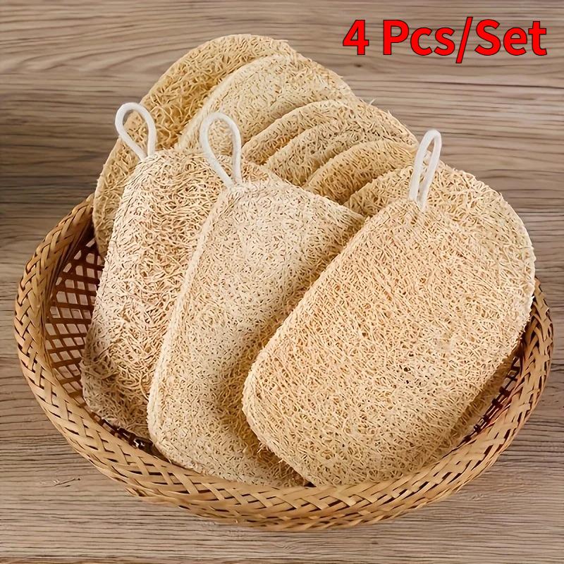 4-6 шт. Натуральные мочалки-скребки из люфы - Мягкие мочалки для тела для душа и ванны, Очищающие губки из бамбукового волокна