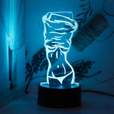 Modernes 3D-Illusions-Nachtlicht, sexy Frauendesign - berührungsempfindlich, USB-betrieben, geeignet für Schlafzimmeratmosphäre