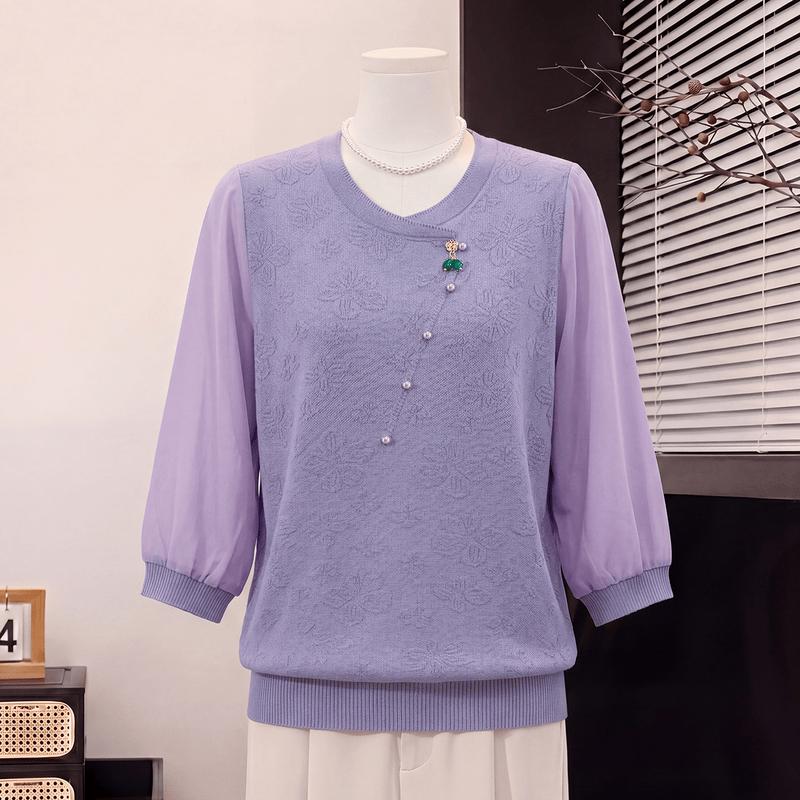 Yuzhaolin Women s Summer Embroidered Knit Blouse 2XL