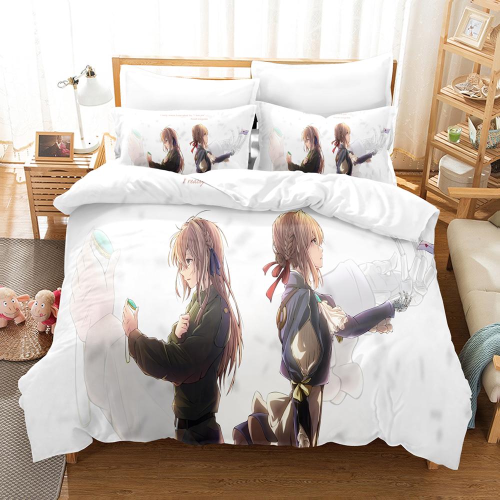 Anime The Violet Evergarden Bedding Sets Duvet Cover Set With Pillowcase Twin Full Queen King Bedclothes Bed Linen Home Textiles