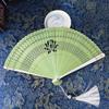 Hollowed-out Mini Shell Fan Bamboo Frame Retro Handheld Fan Folding Bamboo Hand Fan  Women's Use