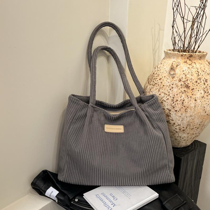 Large capacity corduroy tote bag women's new casual versatile commuter bag simple shoulder bag