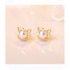 Hot Selling Fashionable Pearl Cat Diamond Earrings