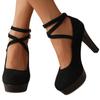 Red High Heels Mary Jane Shoes For Girls Platform Black Women's Pumps Fashion Ankle Strap Dance Party Wedding Shoes Female