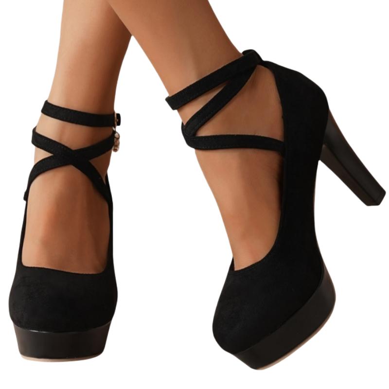 Red High Heels Mary Jane Shoes For Girls Platform Black Women's Pumps Fashion Ankle Strap Dance Party Wedding Shoes Female