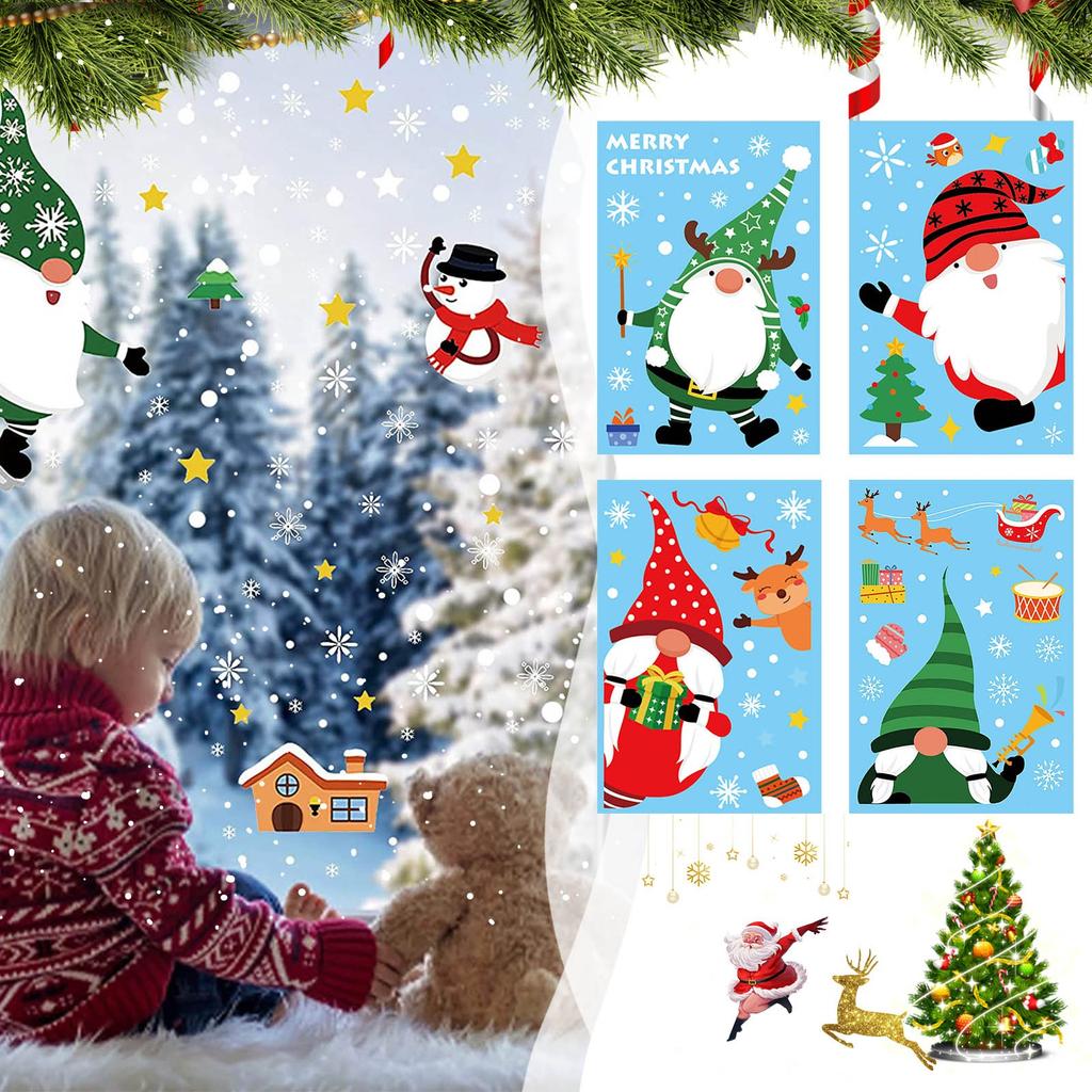 Pegatinas adhesivas para ventana de Navidad, pegatinas adhesivas para ventana de copo de nieve de Navidad para vidrio