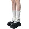 Ribbed Knit Boot Cuffs Footless Socks with Elegant Bows Designs for Women Layered Ruffle Edge Leg Warmers Streetwear