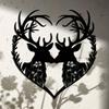 Romantic Deer Heart Metal Wall Art 15.7x15in, Iron Sculpture for Home Patio Decor, Wedding Gift