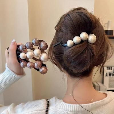 Neue Perlen Twist Haarspange Acryl Perlen Dutt Haarnadel für Frauen Langhaarhalter Spange Gedrehtes Design Frauen Haarschmuck