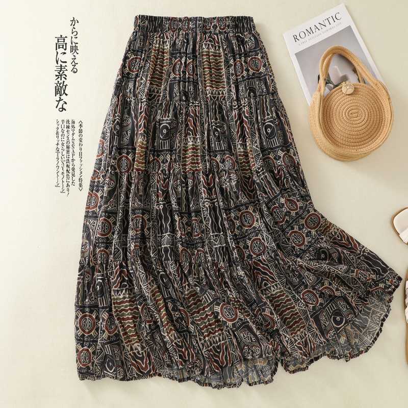 

Double-layered Full-length Swing Skirt 2XL